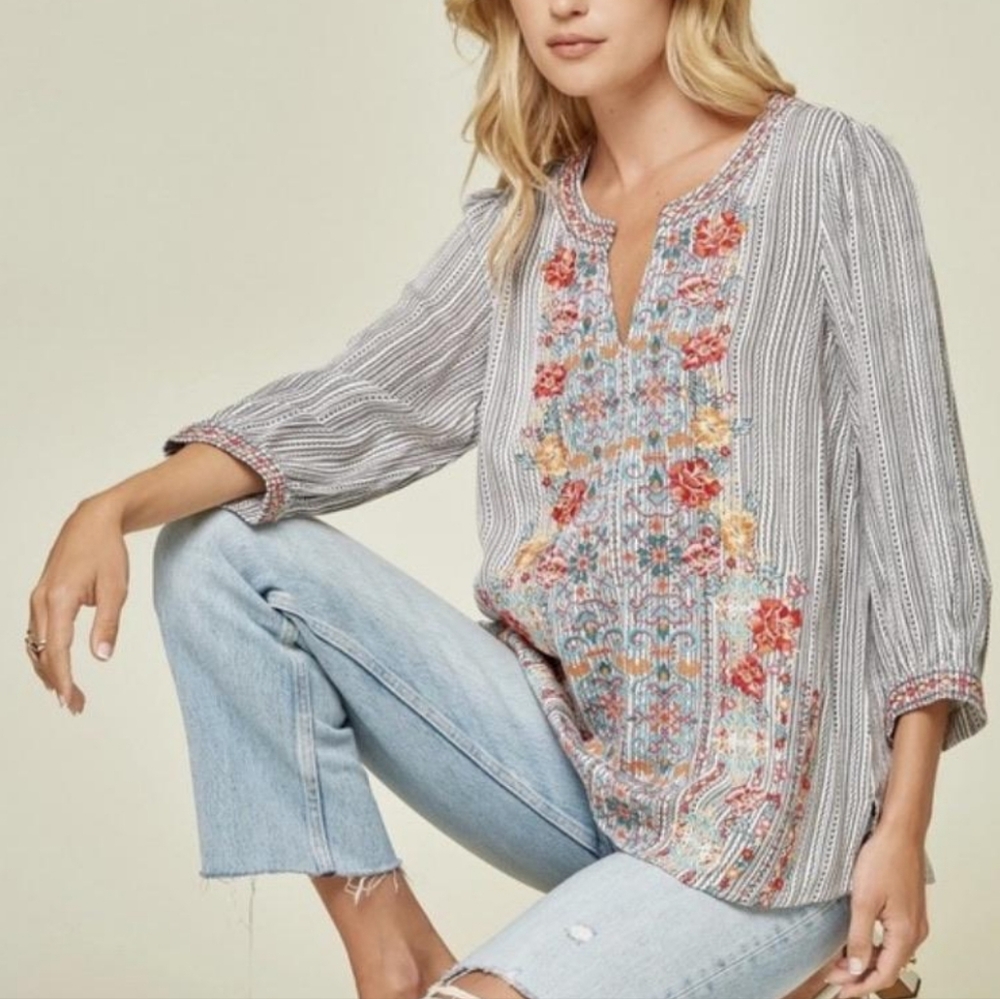 Ruby Rd. Women's Multicolor Embroidered Tunic - Picture 3 of 5